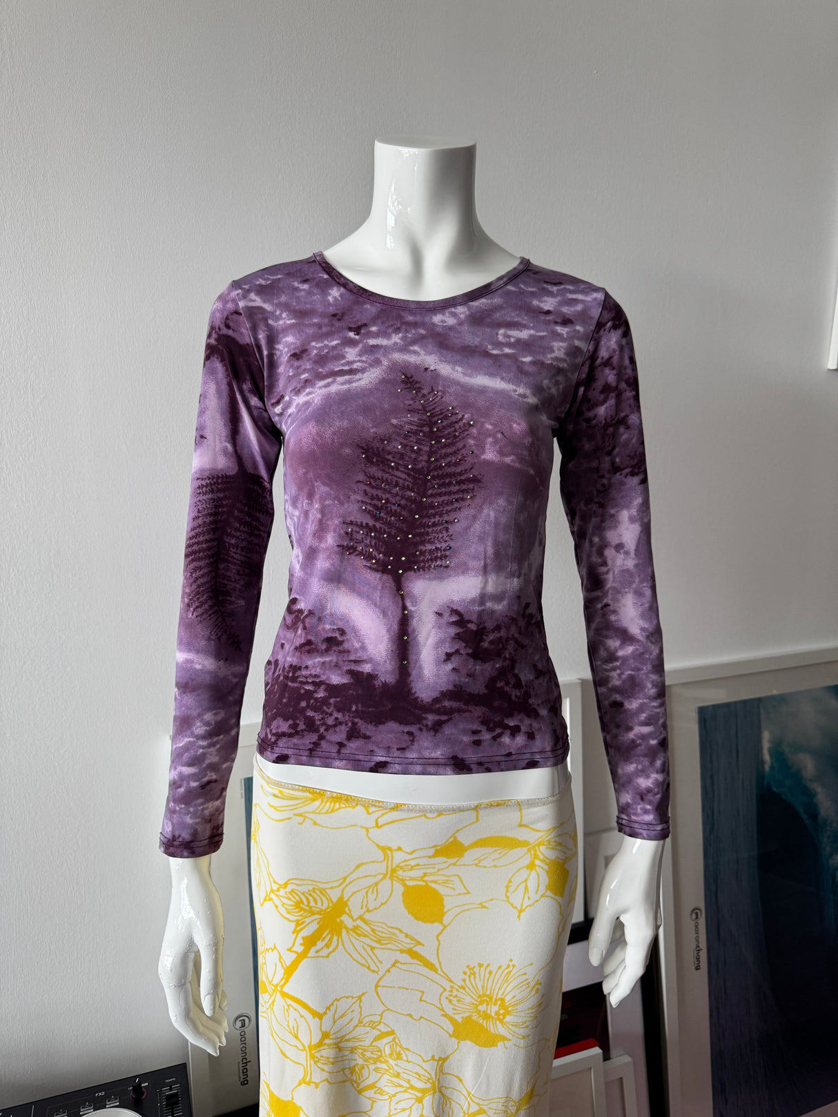 ANNA MOLINARI White and Yellow Floral Print Midi Skirt