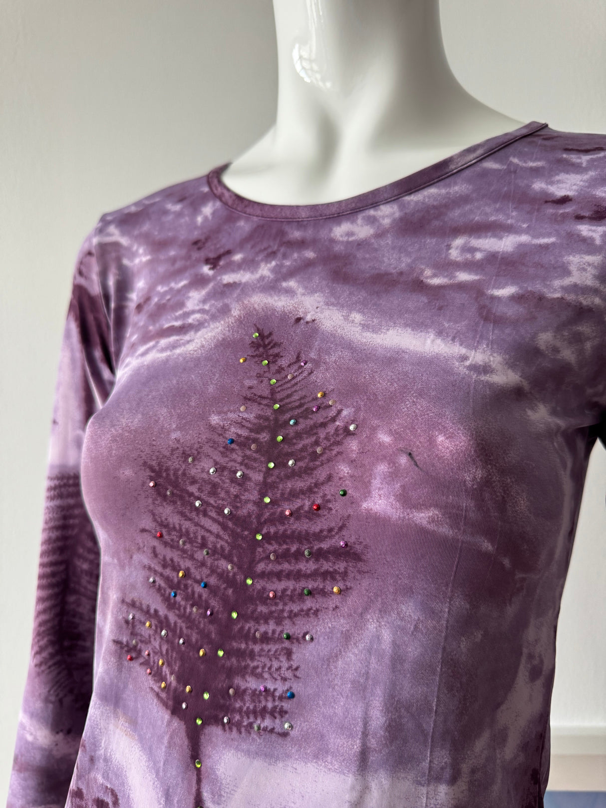 Purple Printed Long Sleeve Top