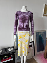 ANNA MOLINARI White and Yellow Floral Print Midi Skirt