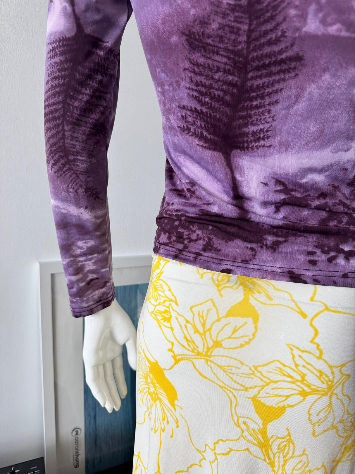 ANNA MOLINARI White and Yellow Floral Print Midi Skirt