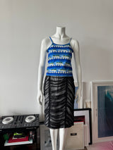 DOLCE & GABBANA Black Mesh Ruched Silk Midi Skirt