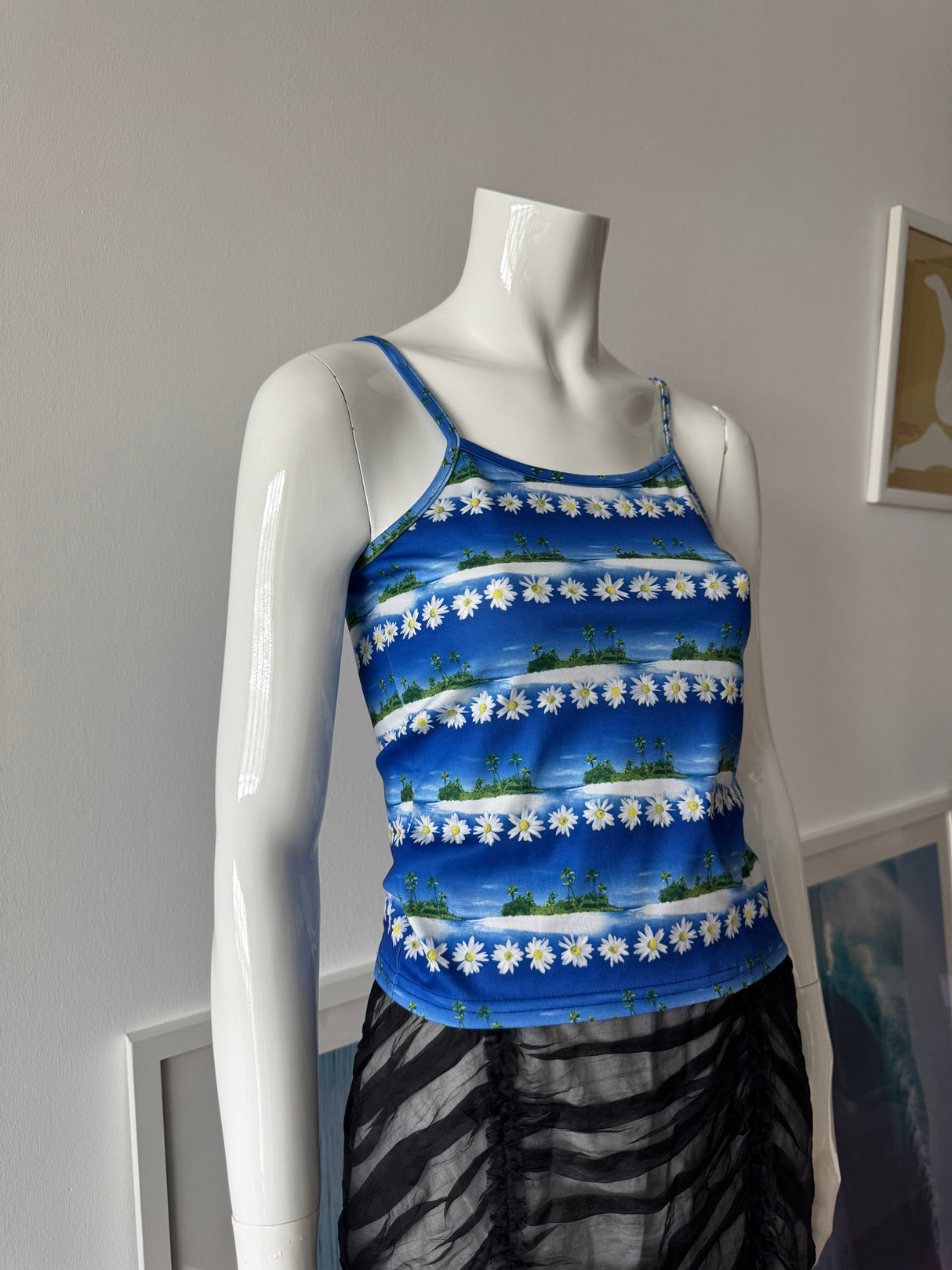 Blue Island Print Tank Top