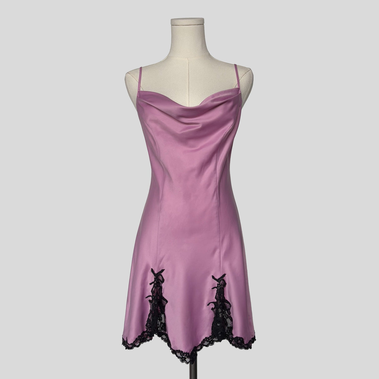 Sweetheart silky lace inset slip dress