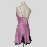 Sweetheart silky lace inset slip dress