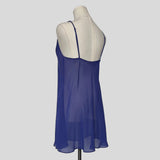 Electric blue sheer embroidered slip dress