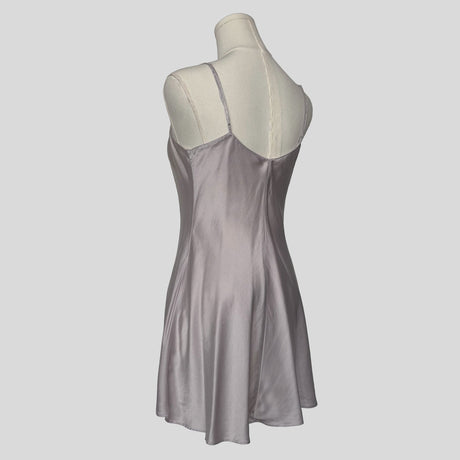 Silk slip dress in pastel lilac