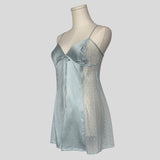 Polka dot mesh flyaway babydoll chemise in blue