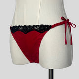 Milkmaid lace trim slip dress with matching panties in red