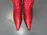 BANDOLINO Red Ruched Leather Pointed Toe Ankle Boot Sz US 8