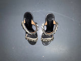 SONIA RYKIEL Silver Chain Leather Wedge Heels Sz 37