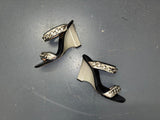 SONIA RYKIEL Silver Chain Leather Wedge Heels Sz 37