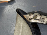 SONIA RYKIEL Silver Chain Leather Wedge Heels Sz 37