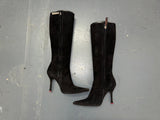 ESCADA Black Suede Knee High Boots with Fur Sz 36