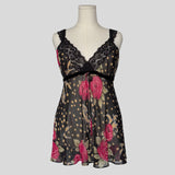 Polka dot floral lace trim babydoll top