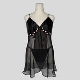 Rosette embellished babydoll dress with matching panties