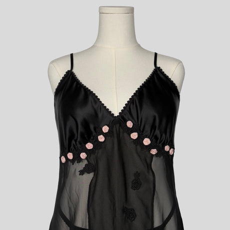 Rosette embellished babydoll dress with matching panties