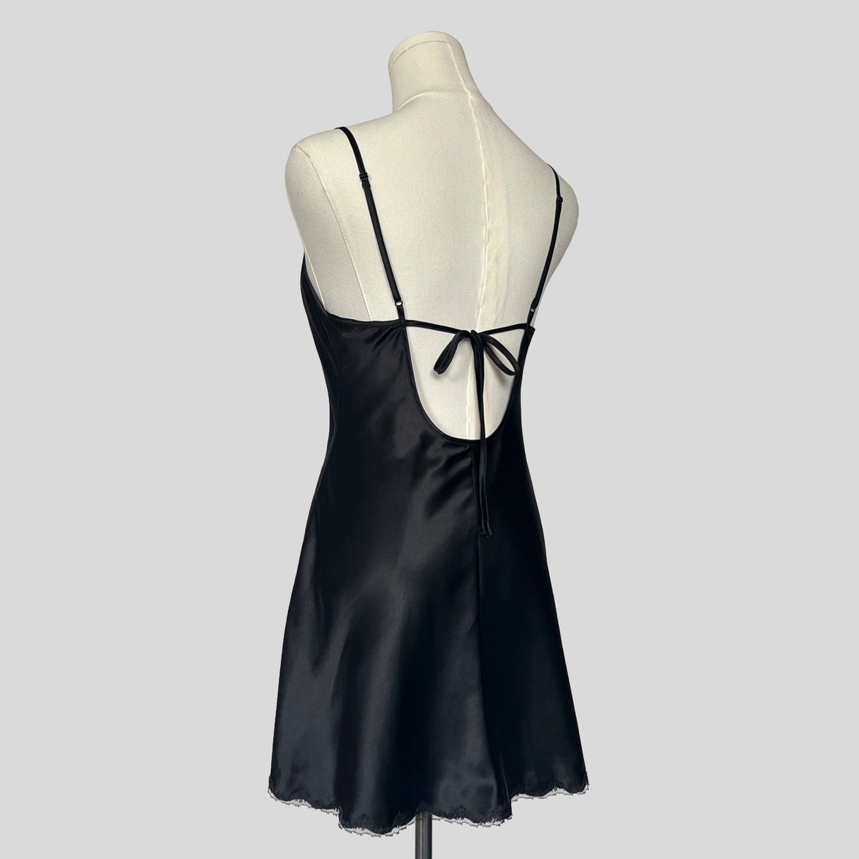 Fairy lace trim slip dress in black