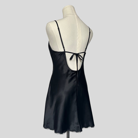 Fairy lace trim slip dress in black