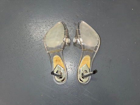 WILD ROSE Clear High Heels with Rhinestones Sz US 9