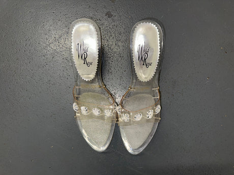 WILD ROSE Clear High Heels with Rhinestones Sz US 9
