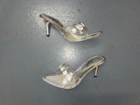 WILD ROSE Clear High Heels with Rhinestones Sz US 9
