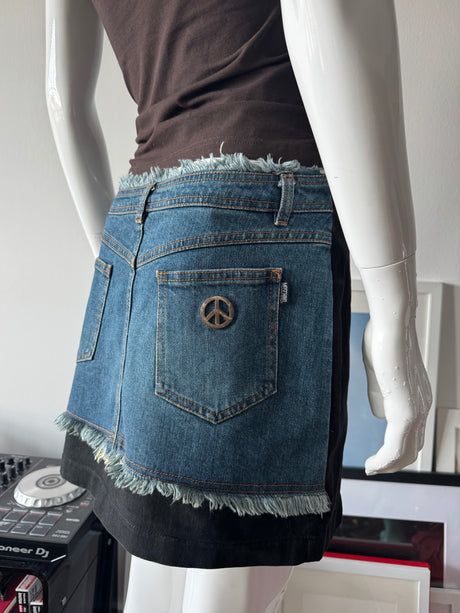 MOSCHINO Black and Denim Mini Skirt