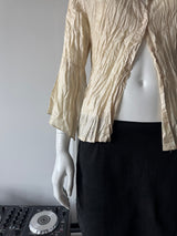 Beige Crinkle Button Up Shirt