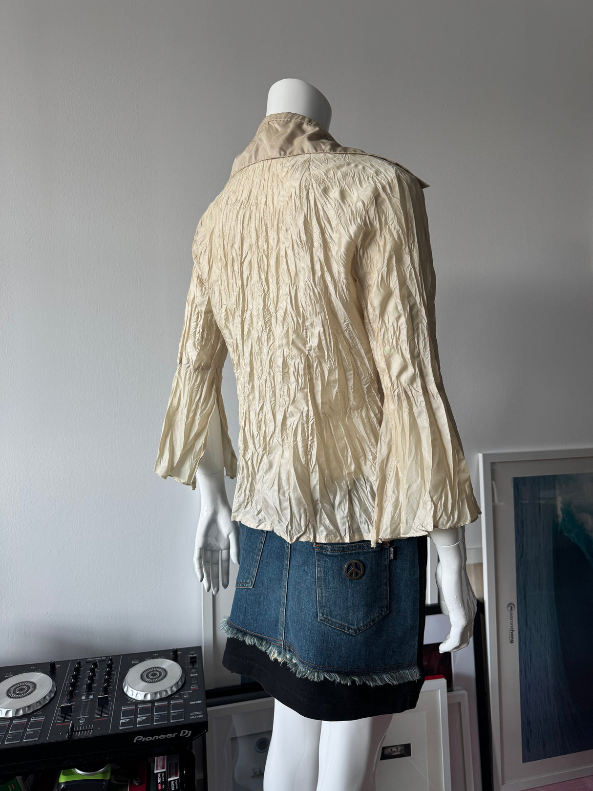 Beige Crinkle Button Up Shirt