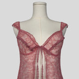 Sheer lace split front babydoll dress with matching panties