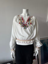 White Hungarian Floral Print Blouse