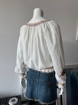 White Hungarian Floral Print Blouse