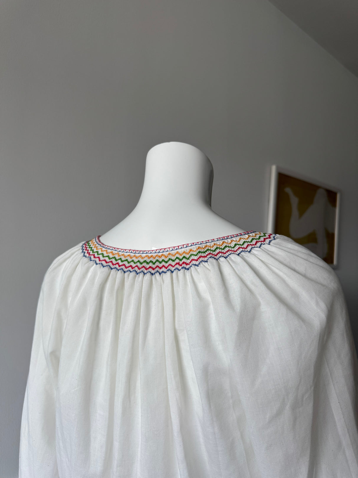 White Hungarian Floral Print Blouse