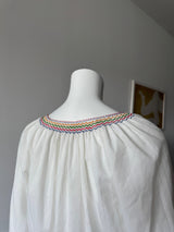 White Hungarian Floral Print Blouse