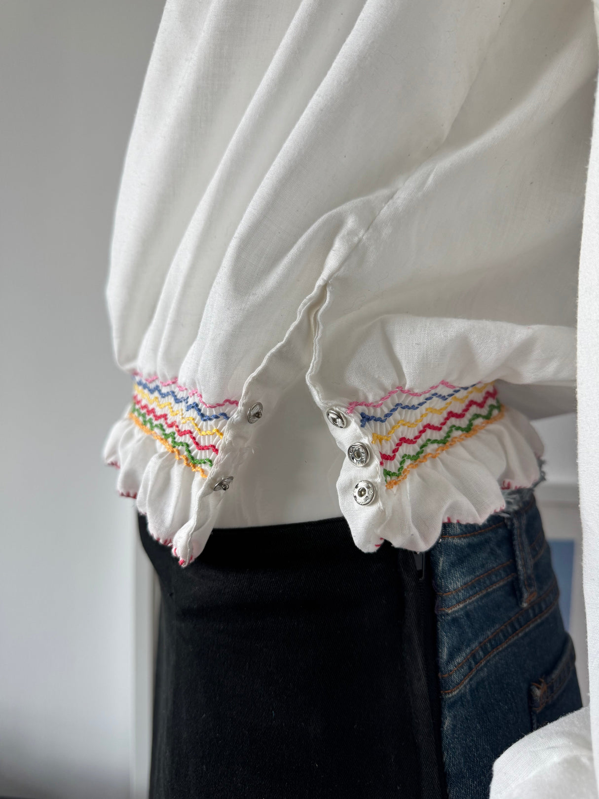 White Hungarian Floral Print Blouse