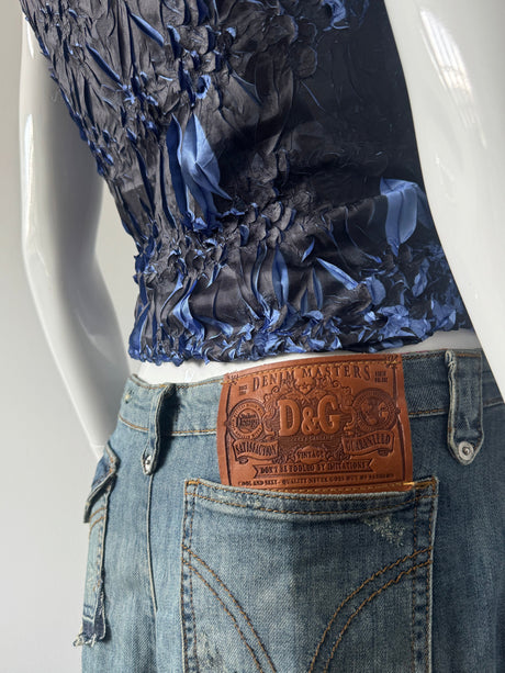 DOLCE & GABBANA Washed Denim Wide Leg Shorts