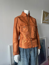 Terracotta Mock Neck Zip Up Jacket