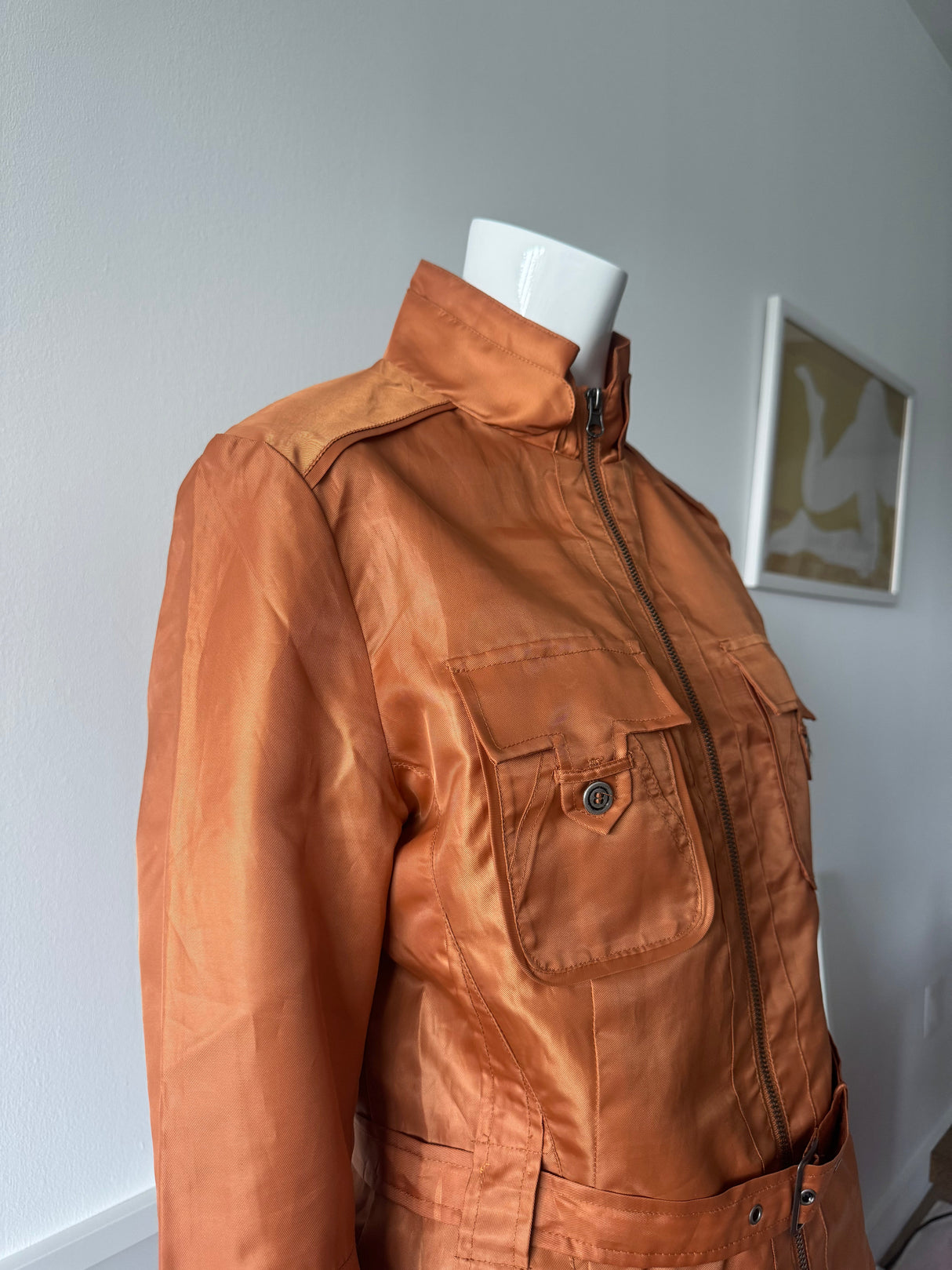 Terracotta Mock Neck Zip Up Jacket