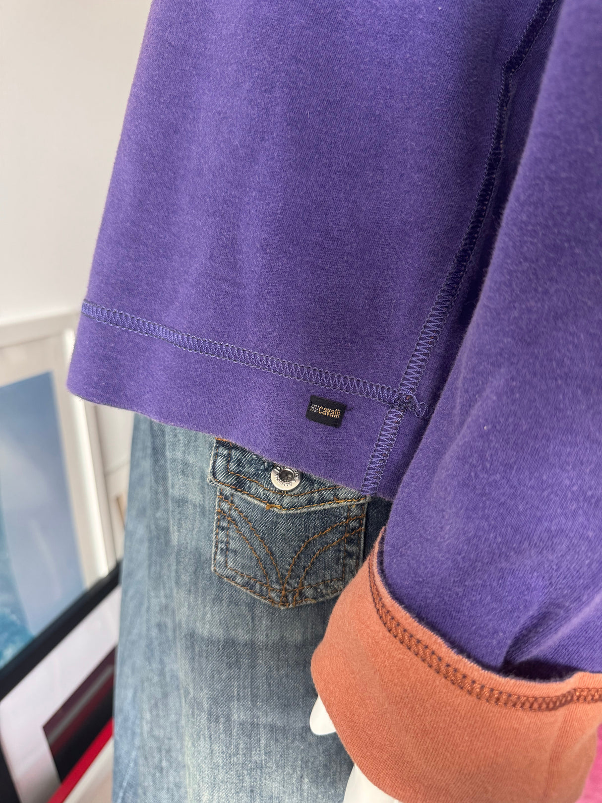 JUST CAVALLI Purple and Orange Reversible Sweatshirt