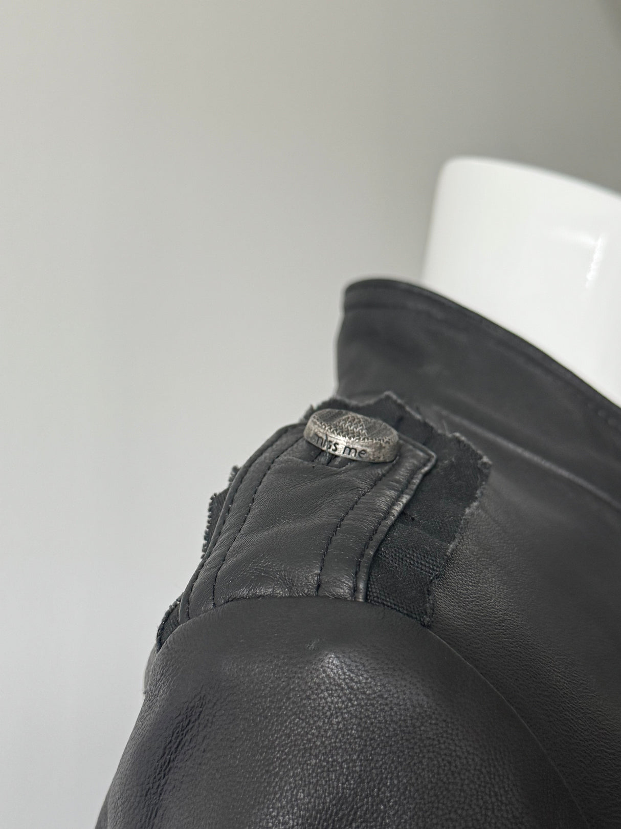 MISS ME Black Military Leather Jacket