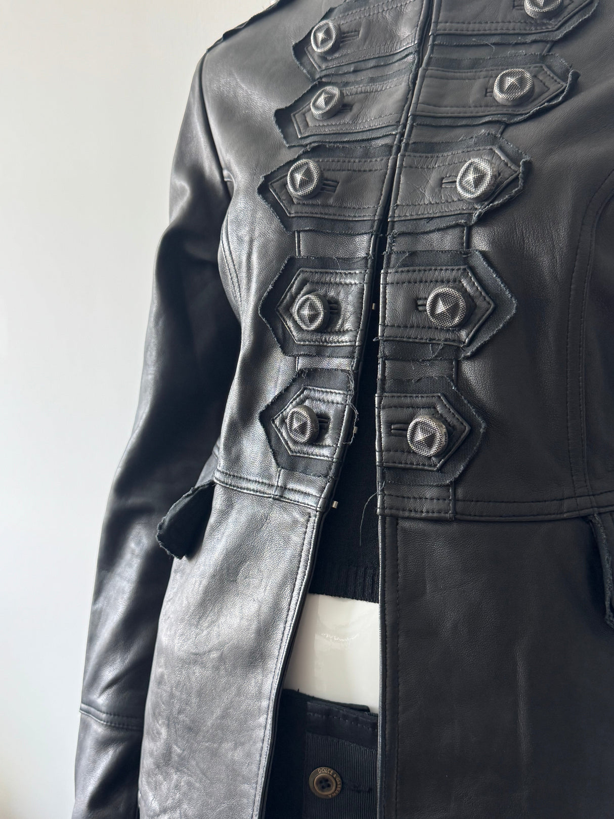 MISS ME Black Military Leather Jacket