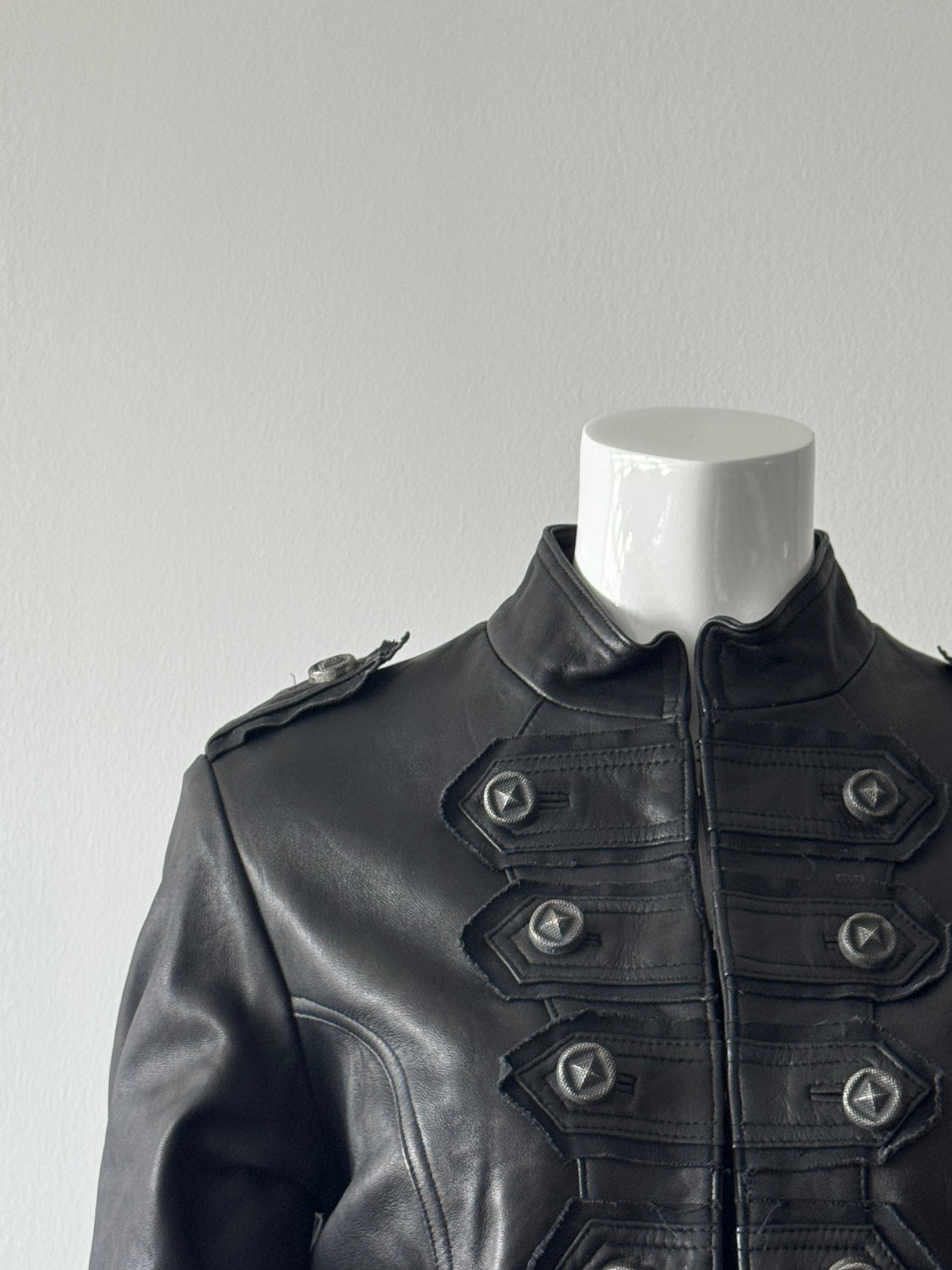 MISS ME Black Military Leather Jacket