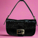 #74 Fendi Baguette Black Beaded