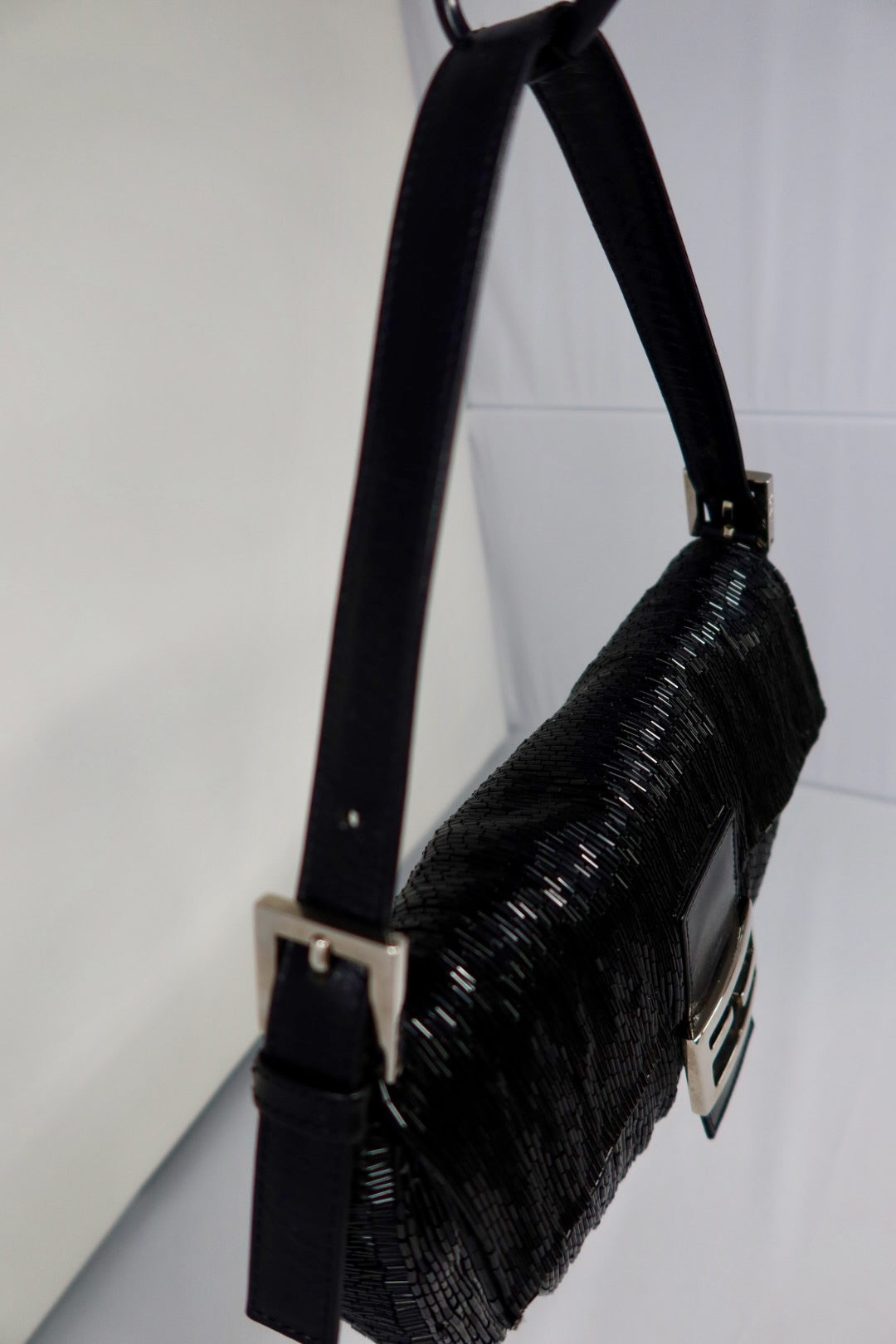 #74 Fendi Baguette Black Beaded