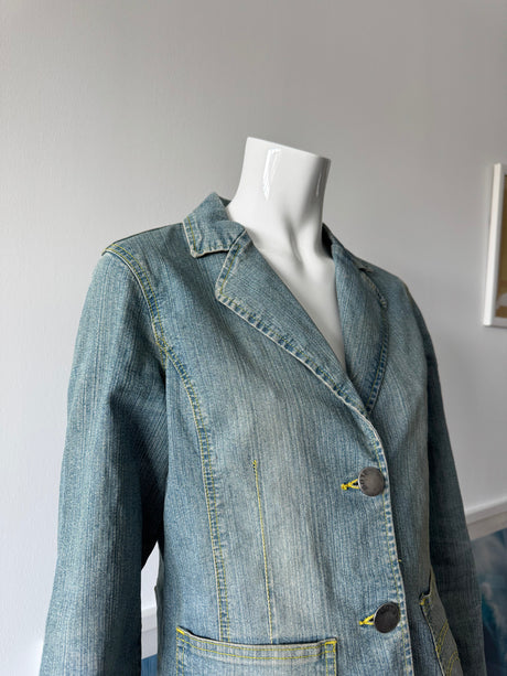 BLUE. Washed Denim Blazer Jacket