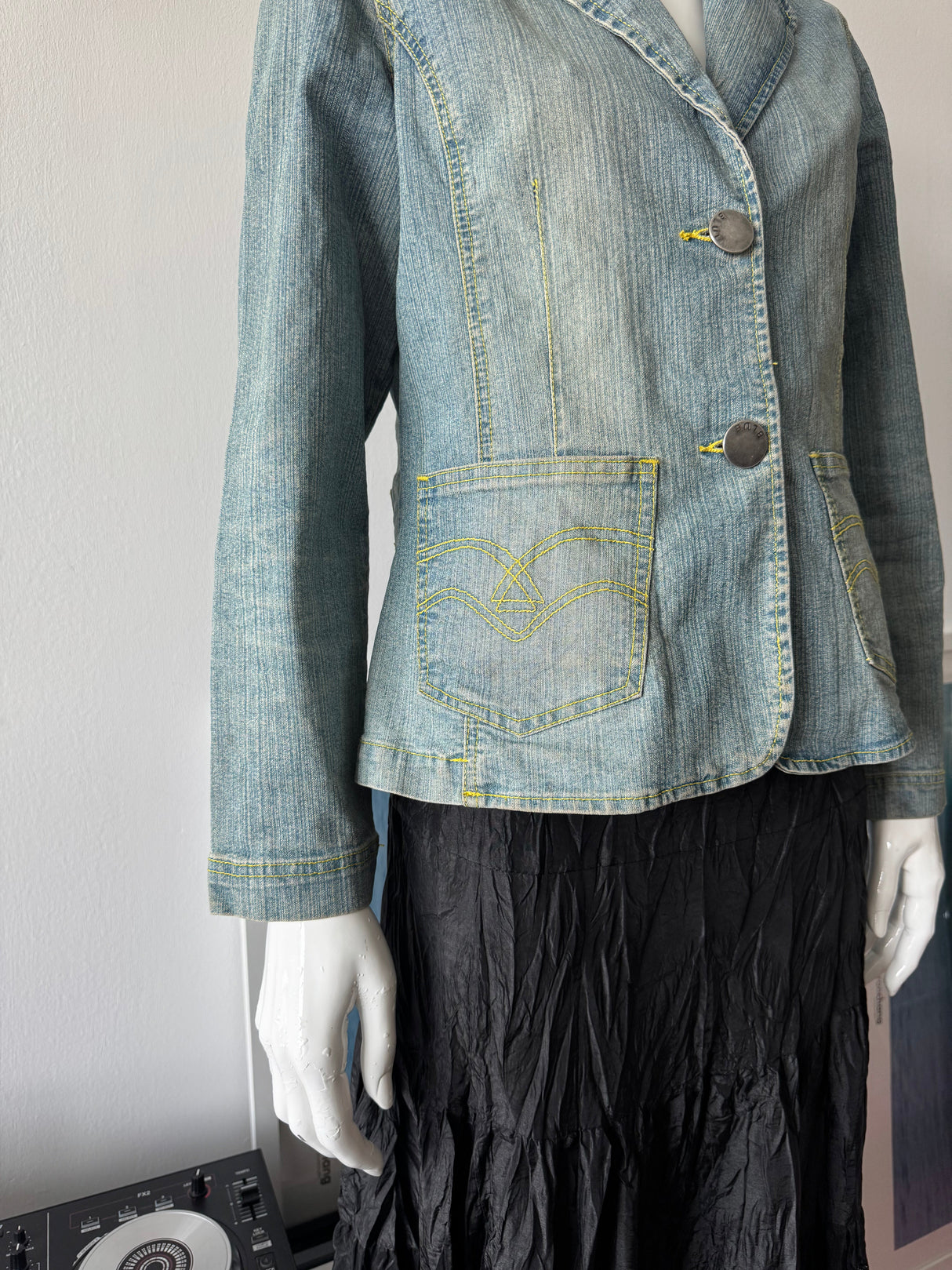 BLUE. Washed Denim Blazer Jacket