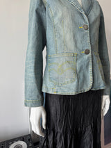 BLUE. Washed Denim Blazer Jacket