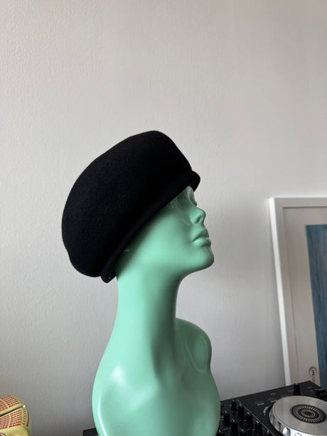 Black Wool Beret Cap Hat