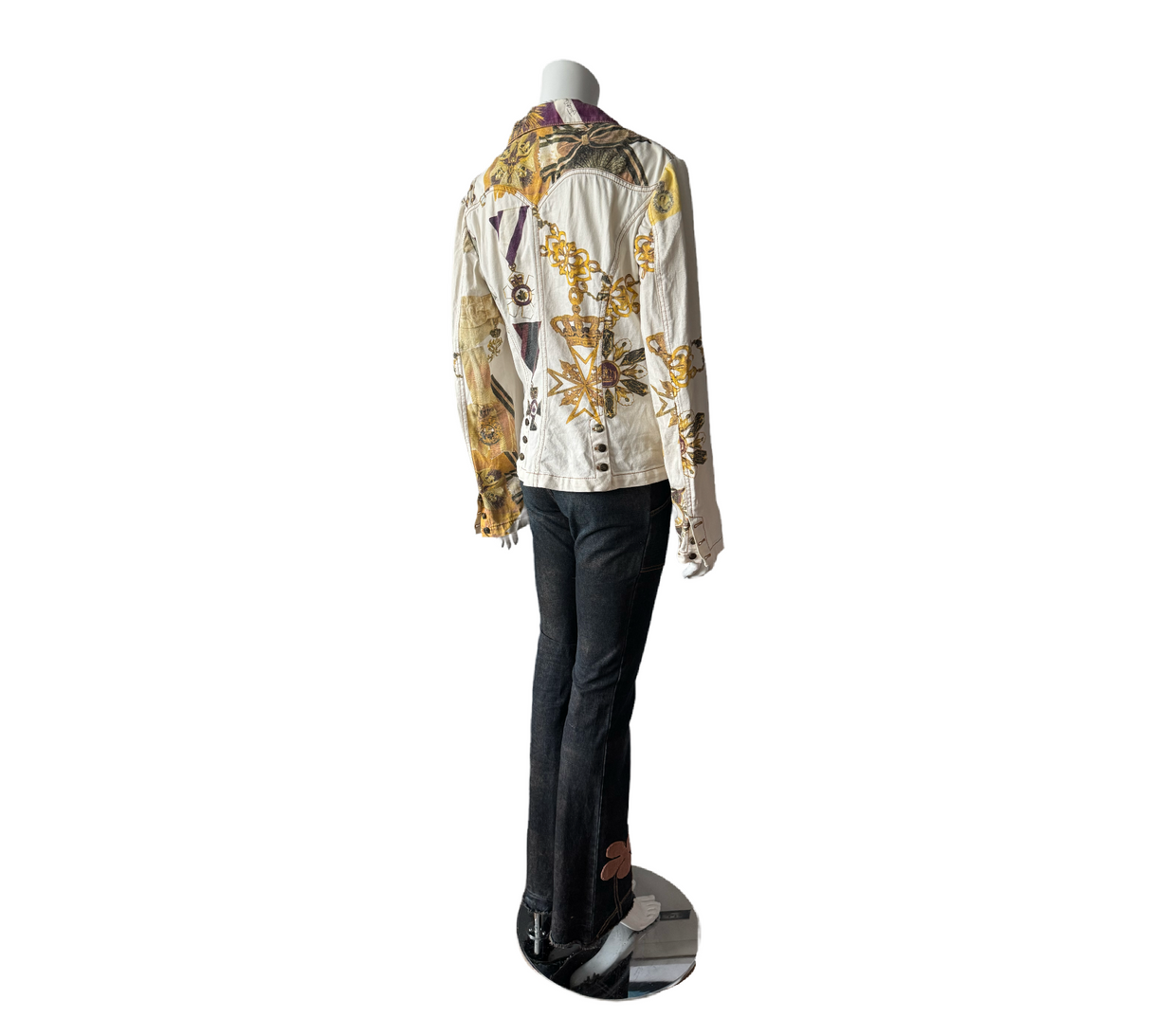 MORGAN DE TOI Dark Flare Jeans with Floral Embroidery