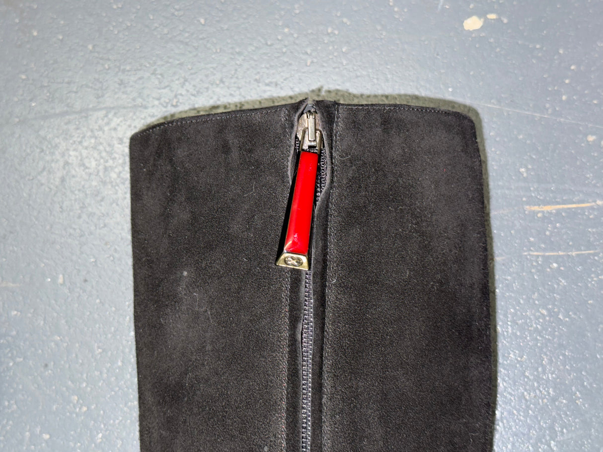 ESCADA Black Suede Knee High Boots with Fur Sz 36