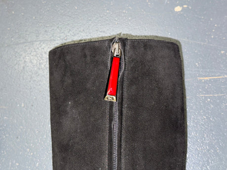ESCADA Black Suede Knee High Boots with Fur Sz 36
